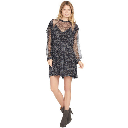 IRO Tinkle Mini Dress Size 18W Sheer Viscose Printed High Neck Long Sleeve