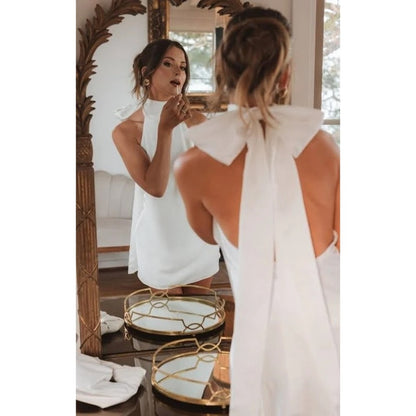 SHOW ME YOUR MUMU LISA MINI DRESS WHITE SATIN SIZE LARGE