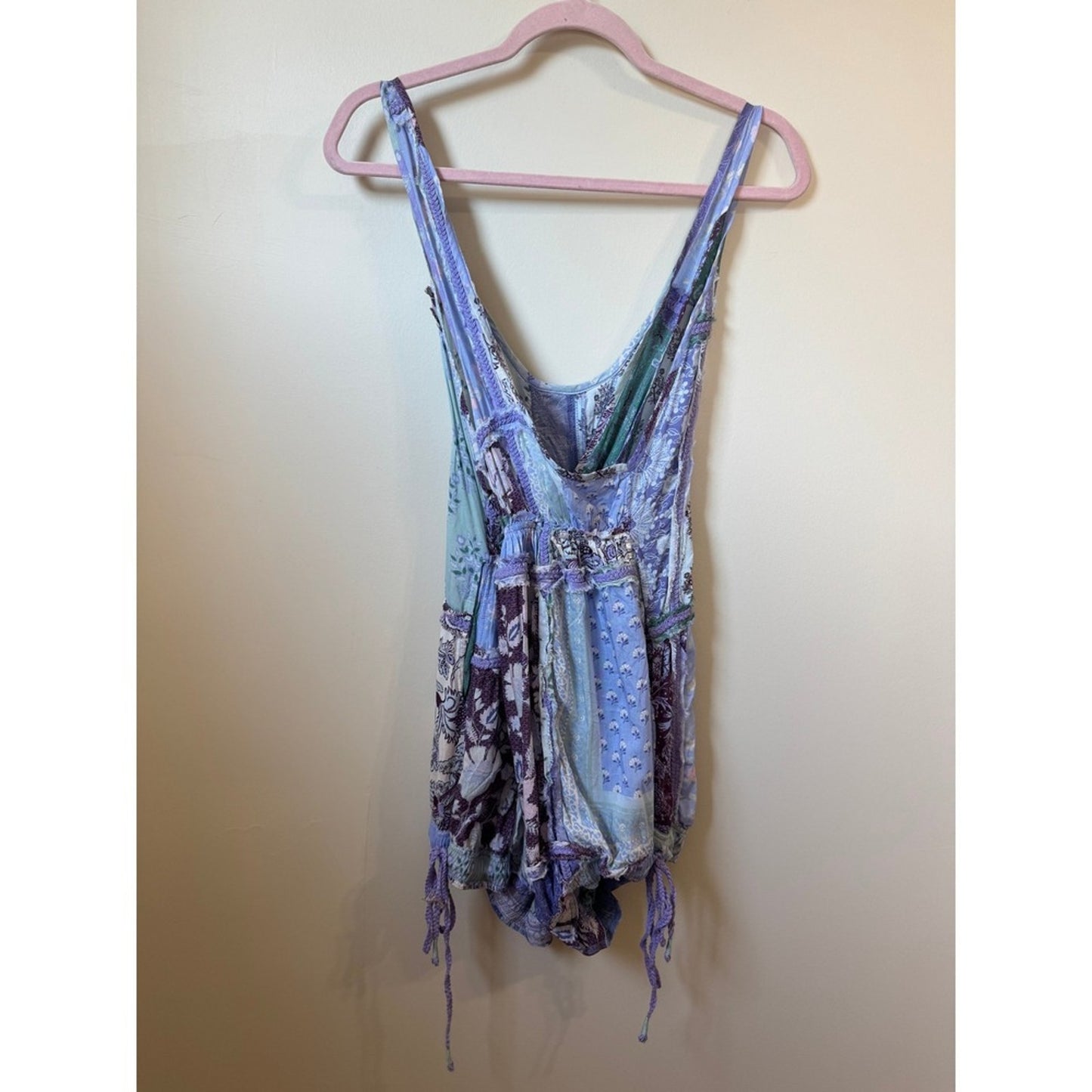 Free People Intimately Adella Mixed Print Romper Blue Combo XS New OB2093696