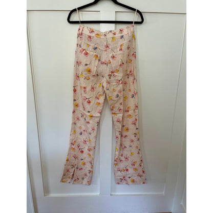 NEW NWT Zadig & Voltaire Pistol Split Floral Linen Pants Size 36/US Size 6