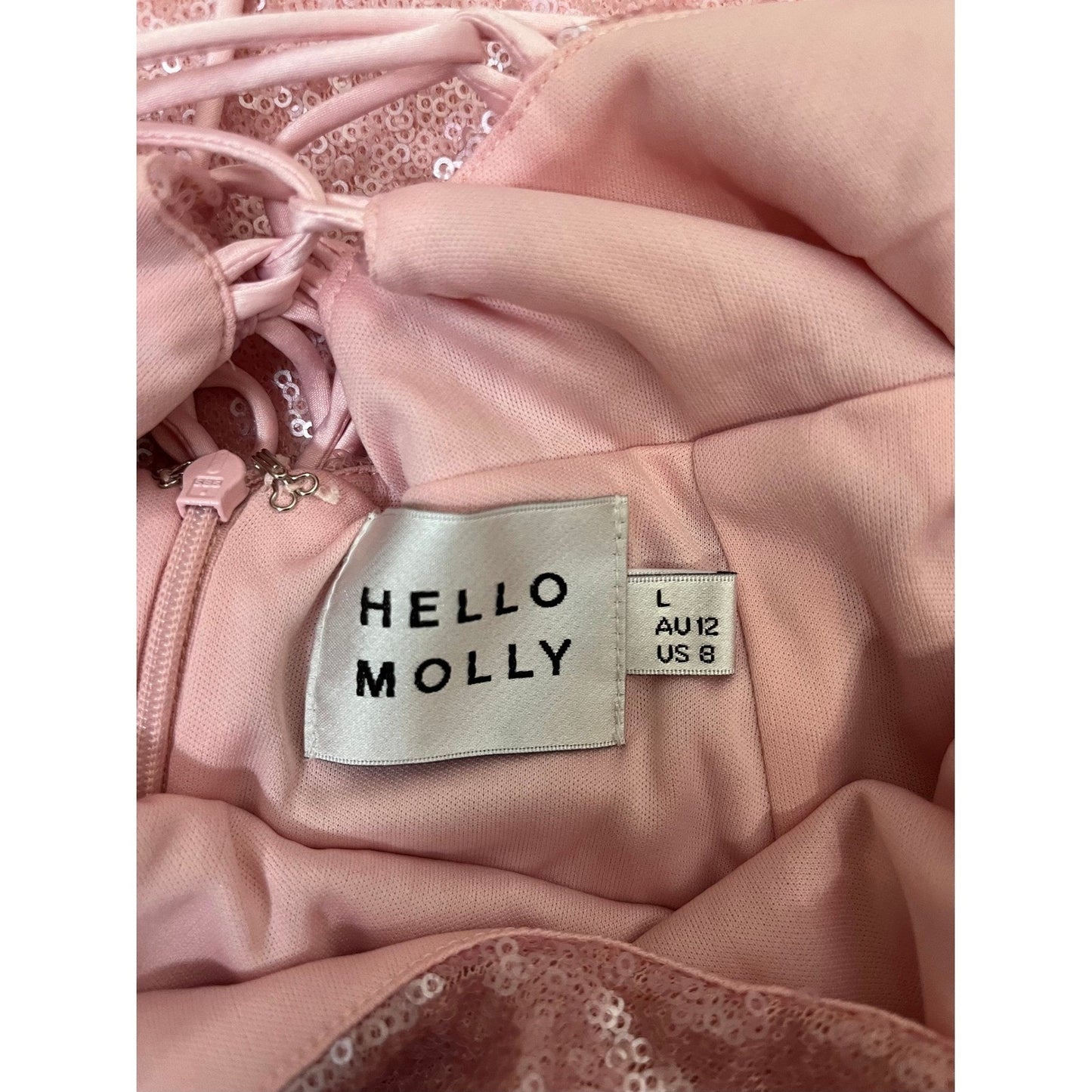 Hello Molly Pink Sequin Halter Neck Cowl Neck Bodycon Mini Dress US 8 AU 12
