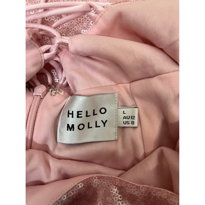 Hello Molly Pink Sequin Halter Neck Cowl Neck Bodycon Mini Dress US 8 AU 12