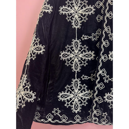 Free People Mia Embroidered Jacket Black Velvet Size Large