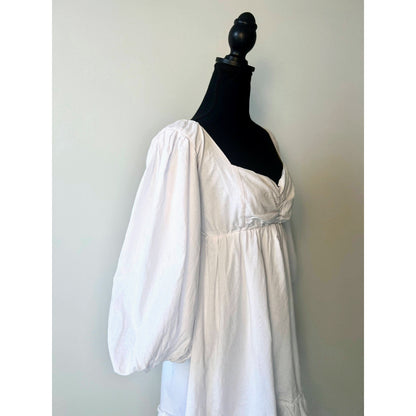 Show Me Your Mumu Mandi Mini Dress in White Medium Pullover 3/4 Sleeves Cotton