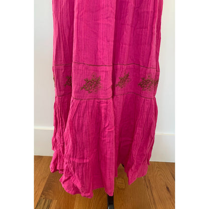 Free People Lovers Lane Maxi Dress in Pink Phenom Medium Floral Embroidered