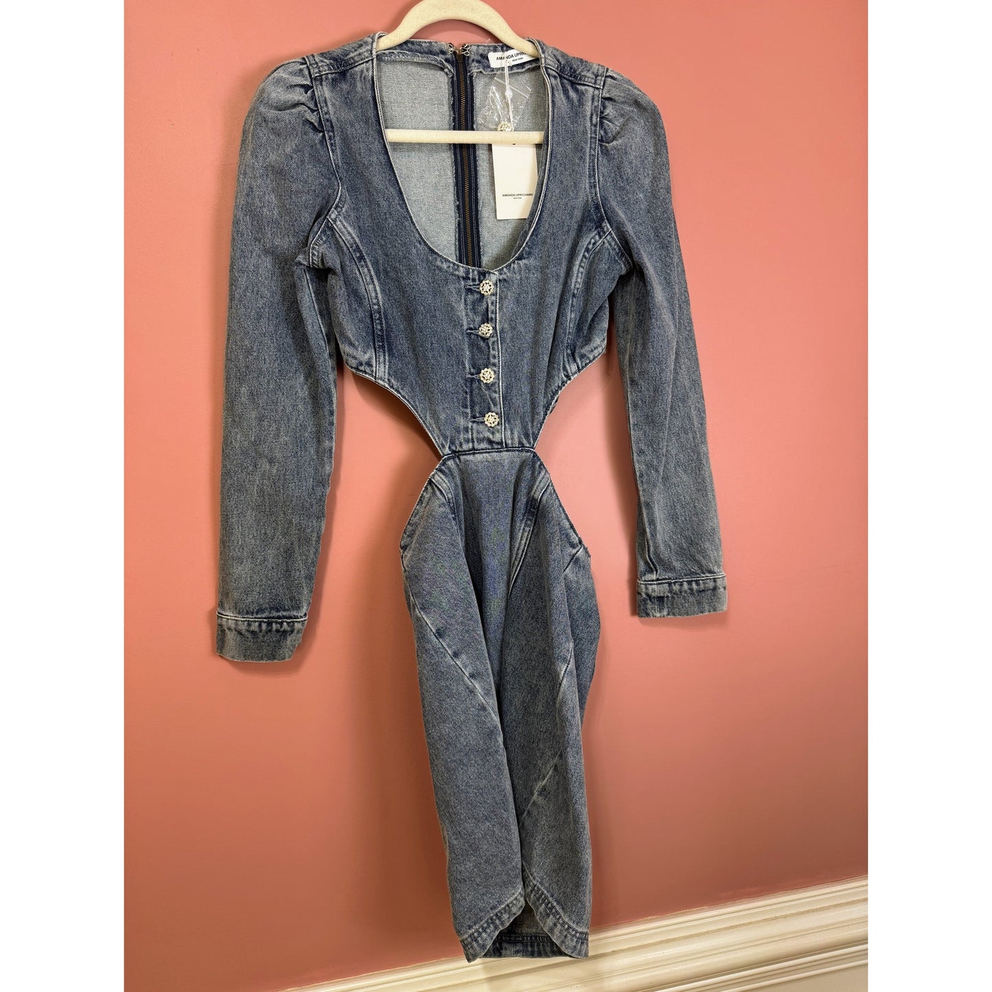 Amanda Uprichard Alabama Denim Mini Dress in Caspian Size Small