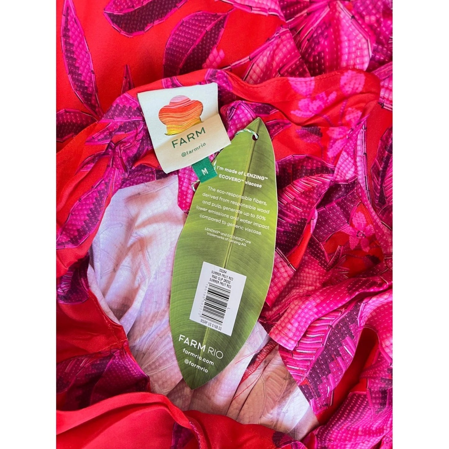FARM Rio Maxi Dress Red Floral Print Spaghetti Strap Midi Length