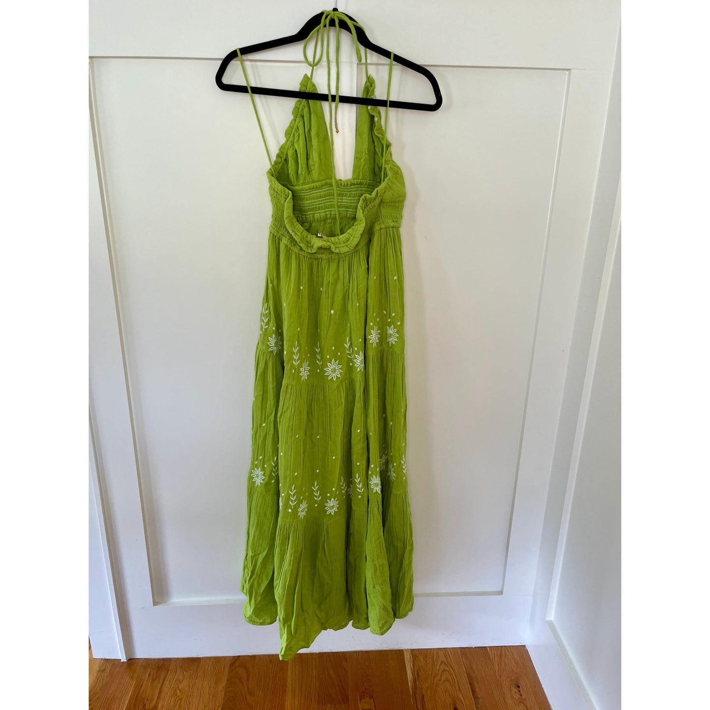 NEW NWT Free People Real Love Embroidered Halter Maxi Dress Lace Fern Combo Size Medium