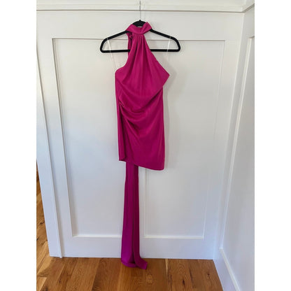 House of CB Aida Hot Pink Halter Neck Drape Maxi Dress XS