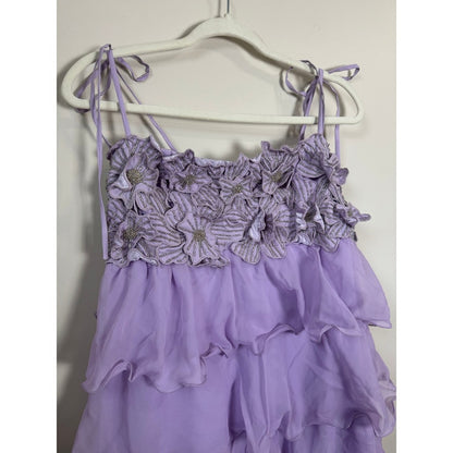 Show Me Your Mumu Lavender Tiered Ruffle Floral Beaded Maxi Dress XL Purple