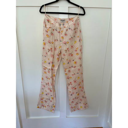 NEW NWT Zadig & Voltaire Pistol Split Floral Linen Pants Size 36/US Size 6