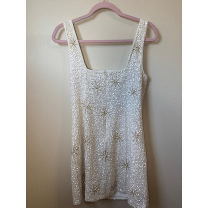 Show Me Your Mumu Martini Mini Dress White Sequin Beaded Cocktail Party Large