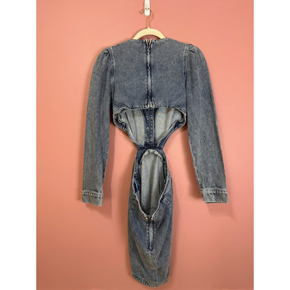 Amanda Uprichard Alabama Denim Mini Dress in Caspian Size Small