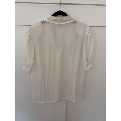 SK & Company‎ Short Sleeve Blouse Lace Collar Size 10