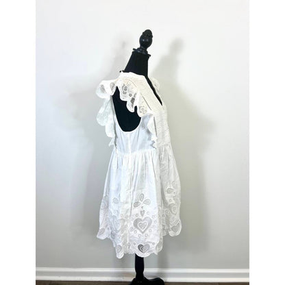 SEA White Jeanetta Eyelet Mini Dress in White‎ Size XS Lace Lined Cotton Party