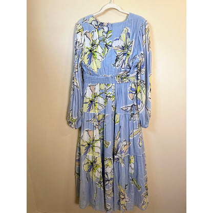 NEW NWT Aje. Romantica Voille Maxi Dress Size US 8 Blue Hibiscus