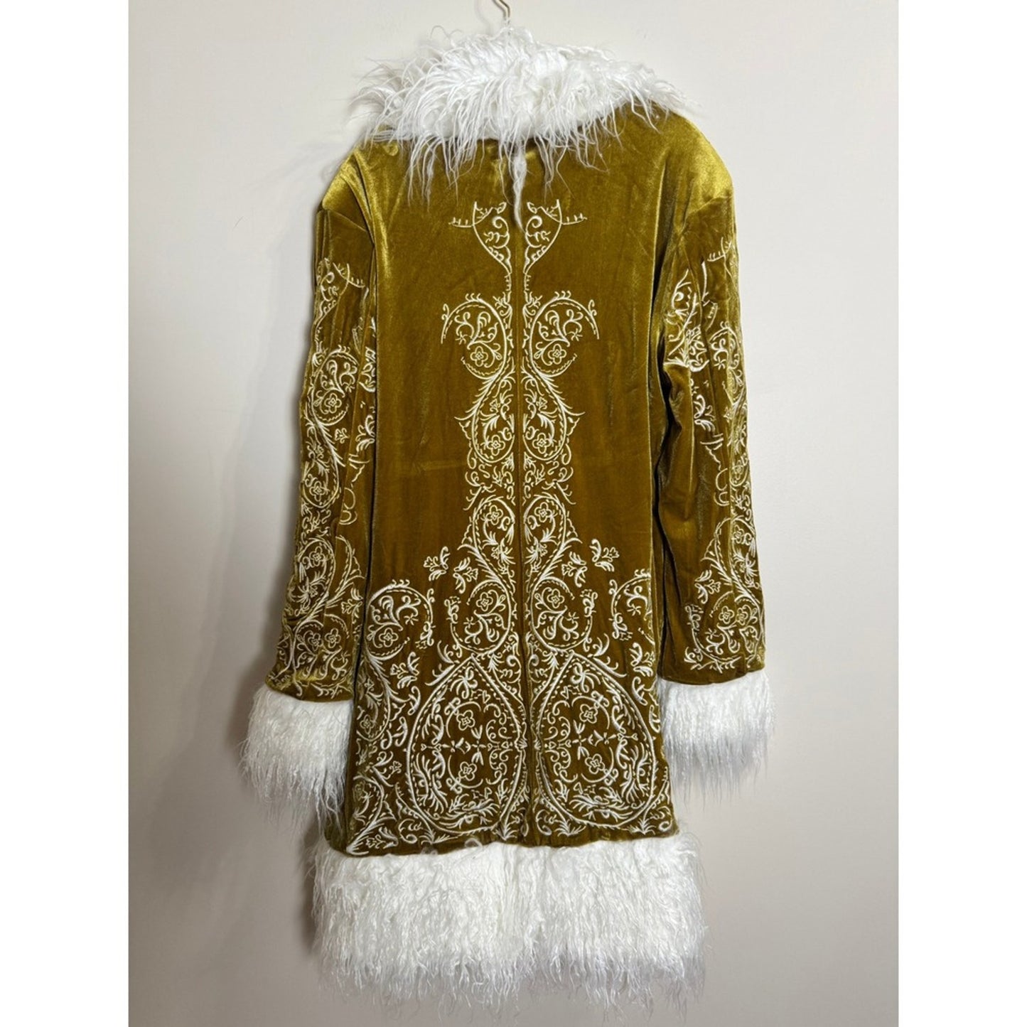 Understated Leather x Free People Moon Glow Faux Fur Duster Coat Gold XL