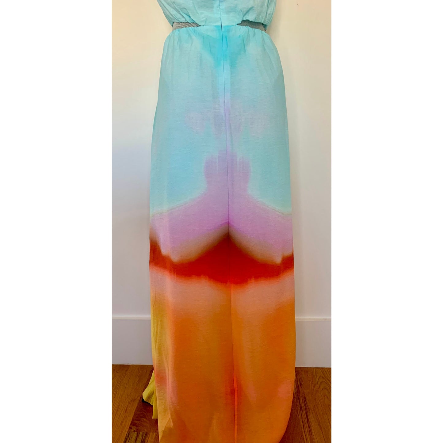 Jonathan Simkhai Alfie Maxi Dress in Sunset Blur Orchid Large Tie Dye Lined