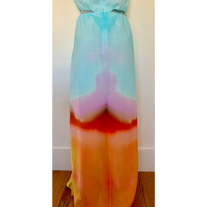 Jonathan Simkhai Alfie Maxi Dress in Sunset Blur Orchid Large Tie Dye Lined