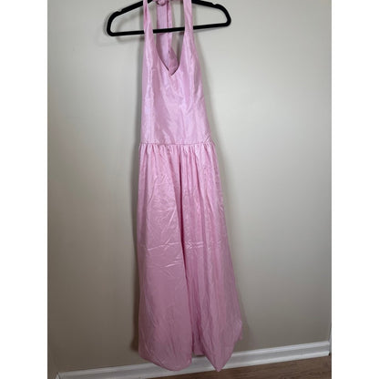 Show Me Your Mumu Pink Halter Maxi Dress Dropped Waist Gown Small
