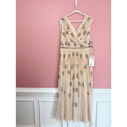 NEW NWT Mac Duggal Cap Sleeve Embellished Dress in Blush STYLE 93575 BLUSH SIZE 18