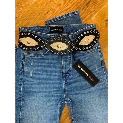 The Kooples Jeans in Blue Denim Size 27 Button Fly Skinny Leg Whiskered Pockets