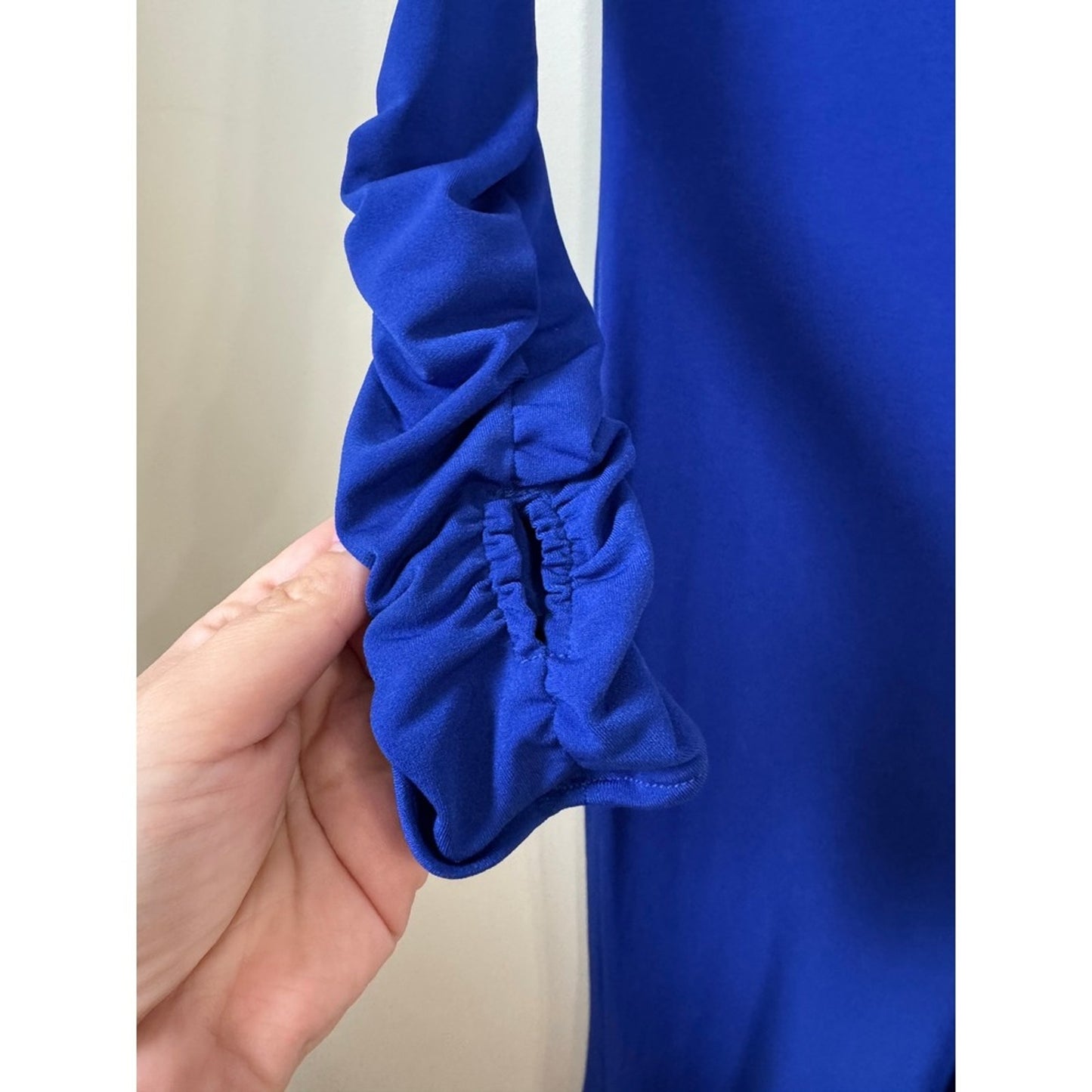 Show Me Your Mumu Royal Blue Off The Shoulder Sleeve Maxi Gown with Train Detail