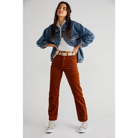 MOTHER Denim High Waist Study Hover Cord Jeans Size 25 Brown