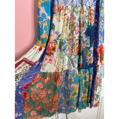 Johnny Was Cherika Natania Patchwork Dress in Multi Size XXS Floral Sleeveless