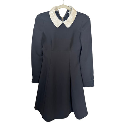 Kate Spade New York Black Sequin Collar Long Sleeve Mini Dress Size 00
