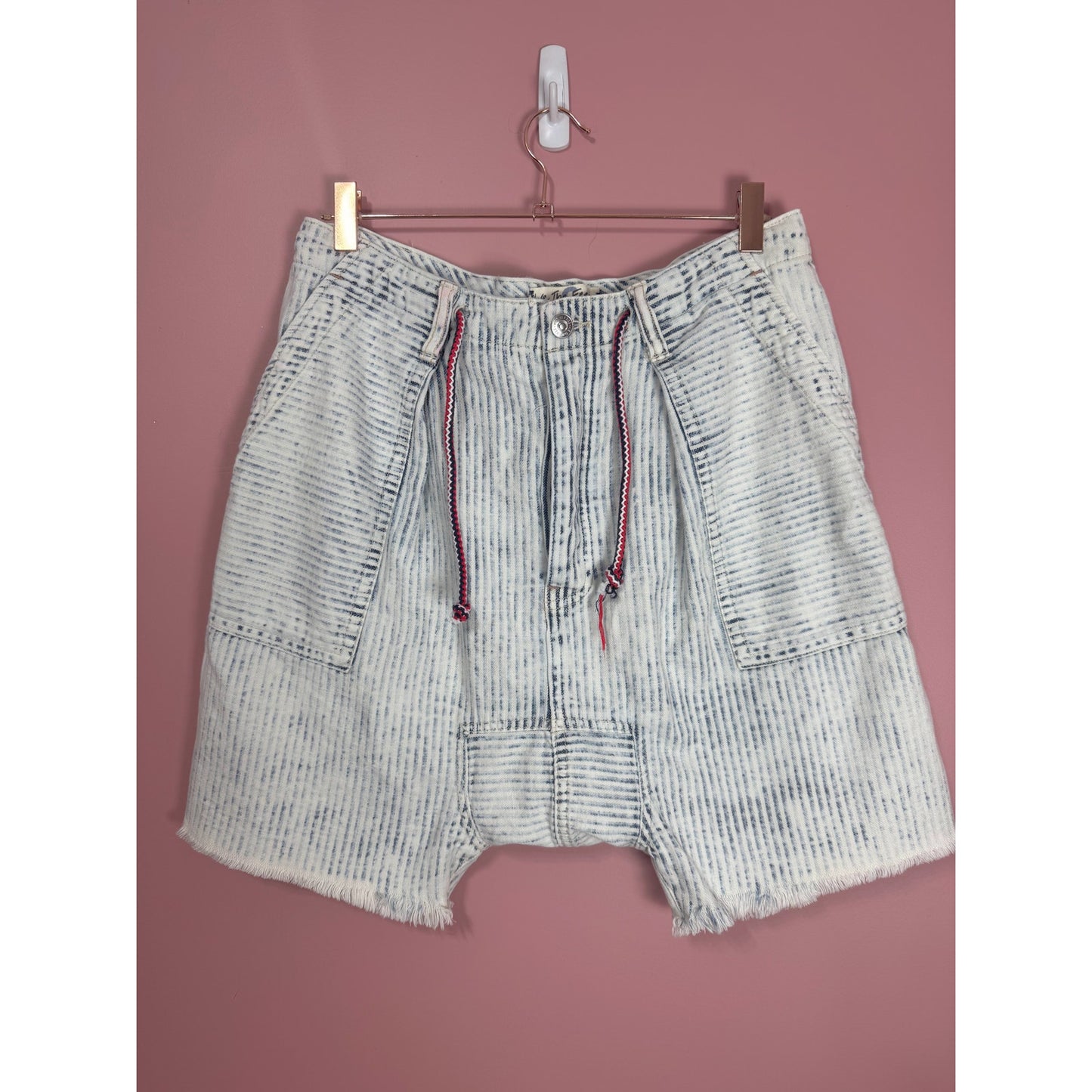 We The Free Free People Easy Rider Harem Stripe Denim Shorts Size Small