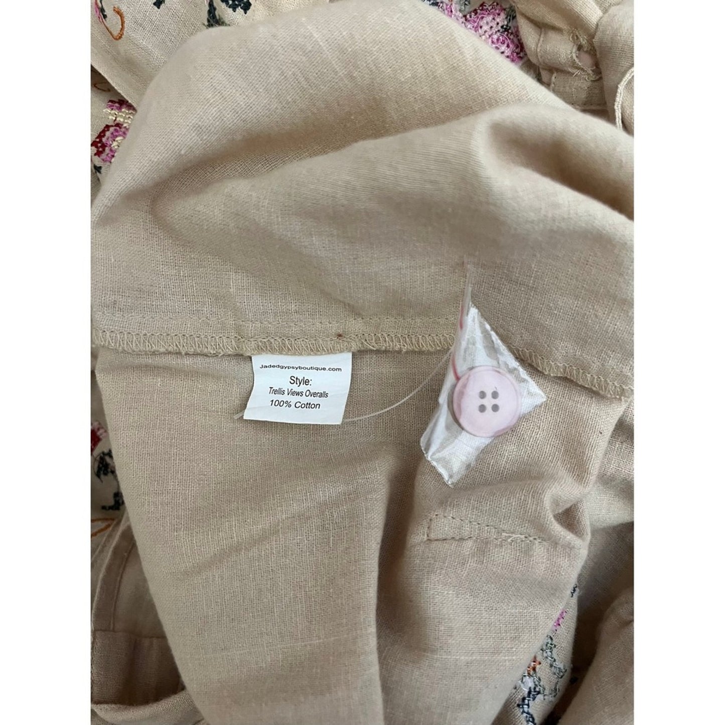 Jaded Gypsy Trellis Views Overalls Cream Floral Embroidered Lace Cropped L XL