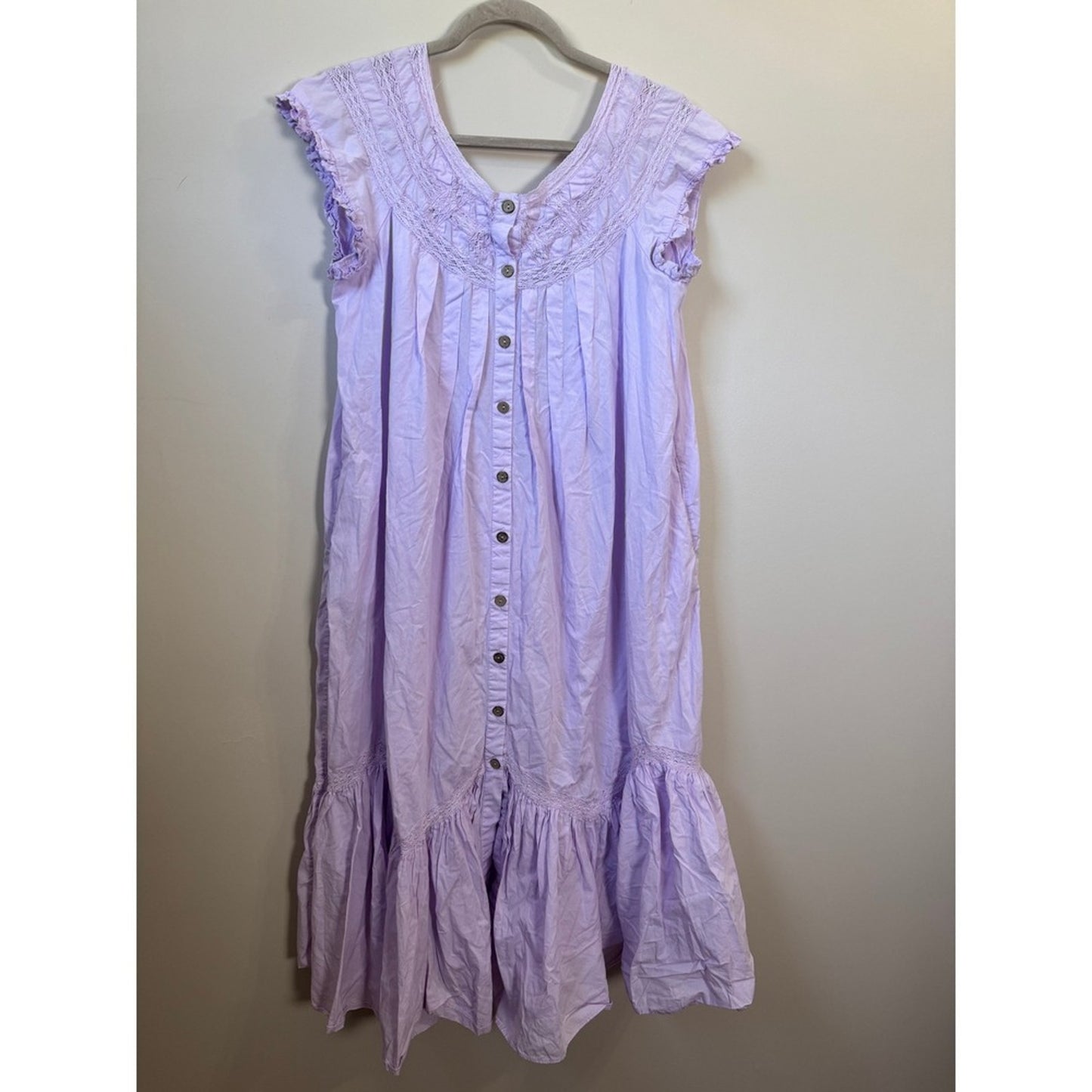 Free People Free-Est Lavender Crochet Lace Button Front Midi Dress Lilac XS