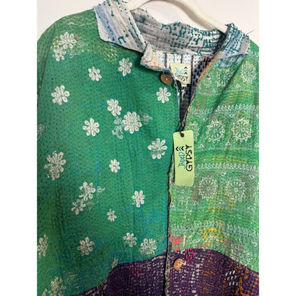 Jaded Gypsy Bohemian Patchwork Kantha Quilted Duster Coat Jacket