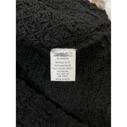 Show Me Your Mumu Anita Mini Dress Black White Textured Off Shoulder Large