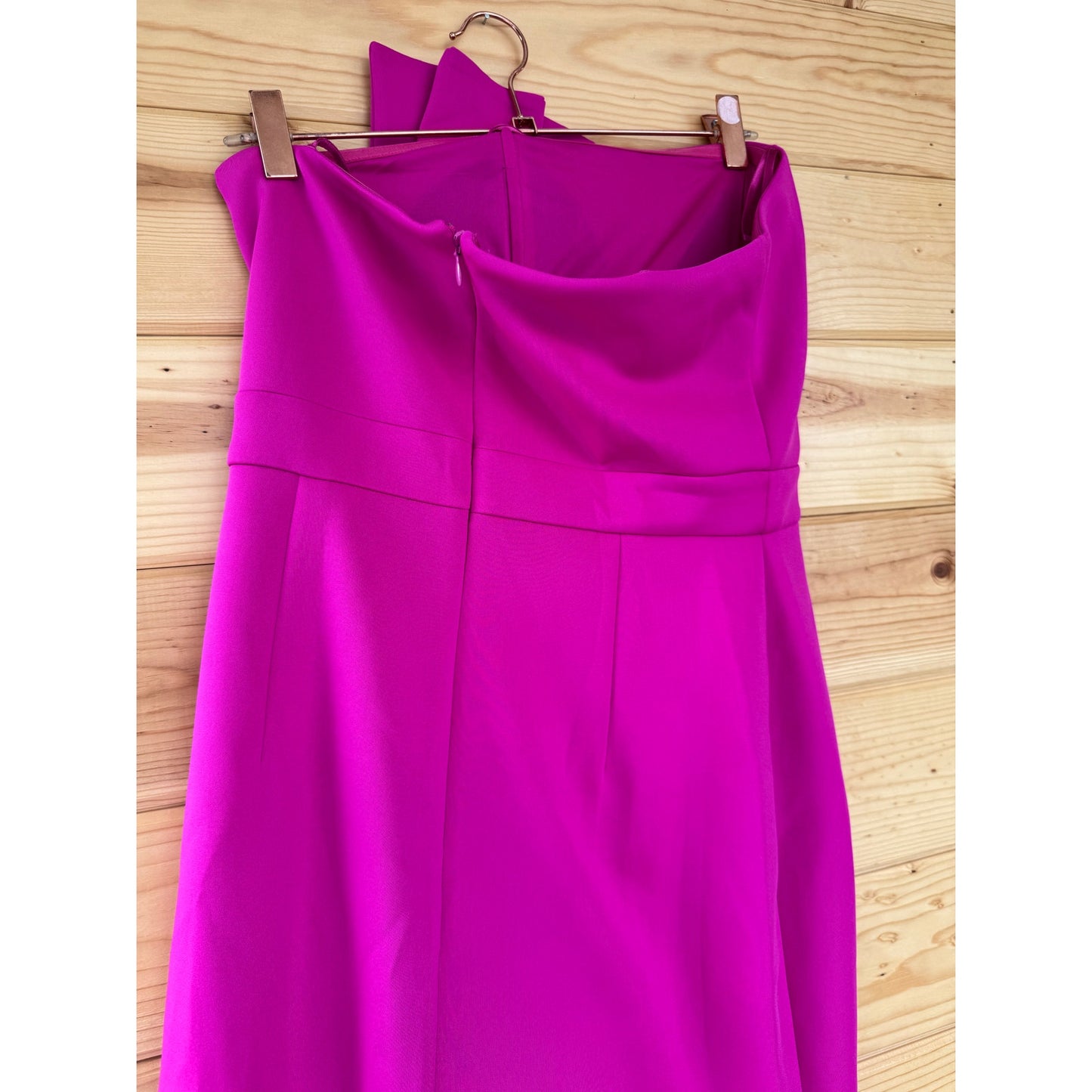 Eliza J Asymmetric Strapless Sheath Dress in Fuchsia Size 8