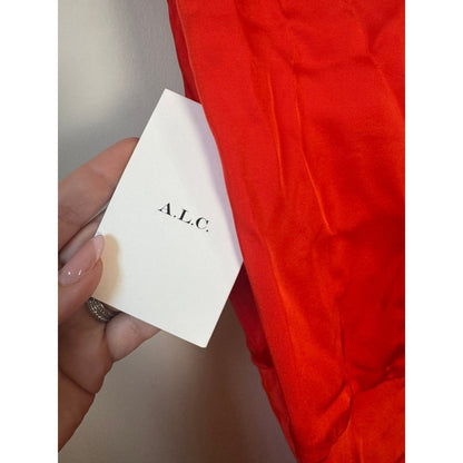 ALC Delfine Orange Silk Blend Cowl Neck Knotted Draped Midi Dress NEW