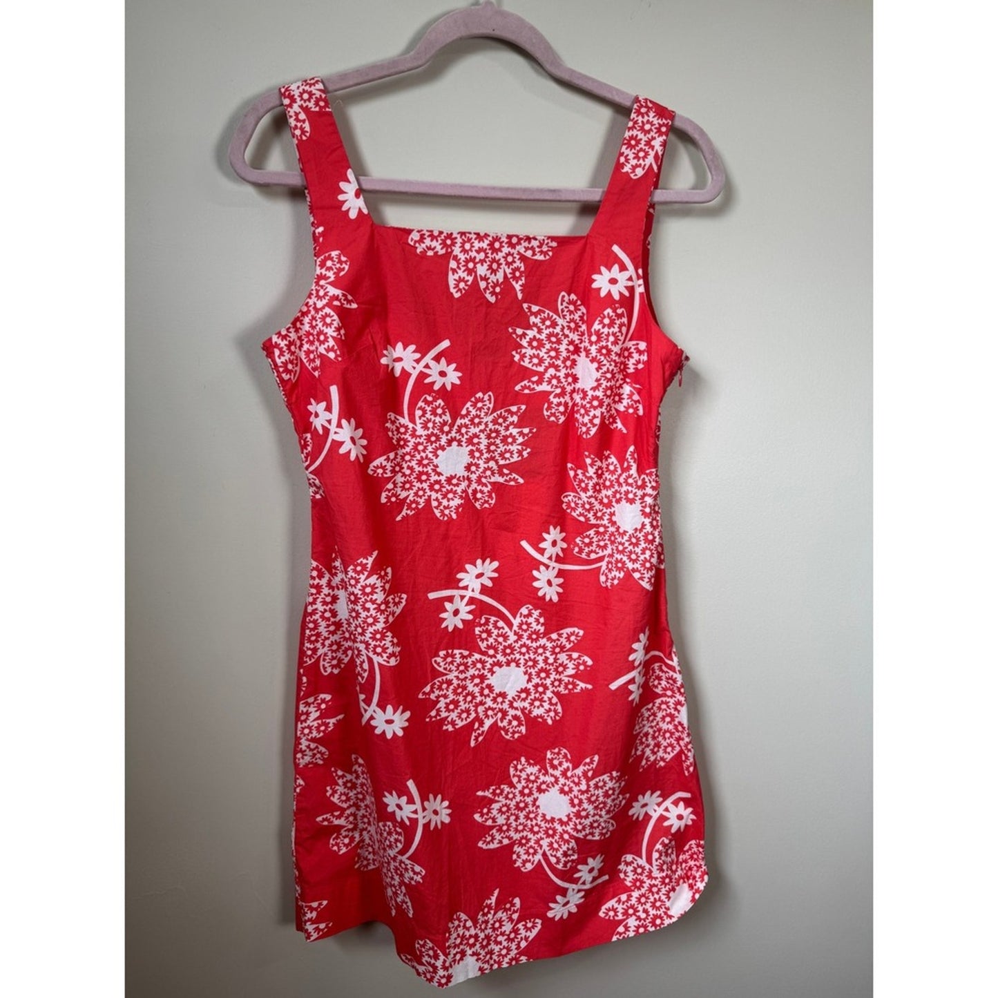 Ciao Lucia Red Floral Mini Dress Square Neck Open Back Smocked Summer Small