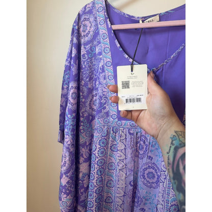 Spell Sannah Gown Lavender Purple Boho Maxi Kaftan Dress L