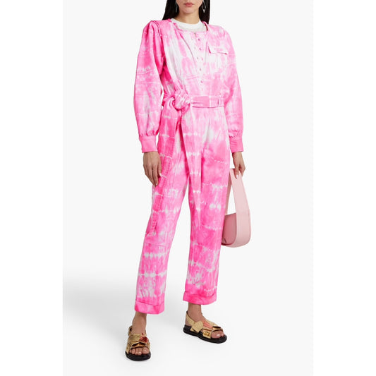 Love Shack Fancy Denim Jumpsuit Pink Tye Dye Size 4