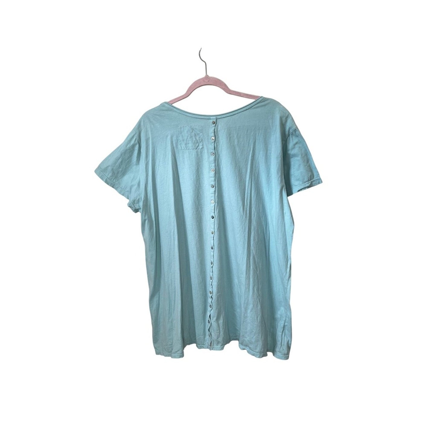 JW Los Angeles Turquoise Embroidered Tunic Top Shirt Womens XL Button Back