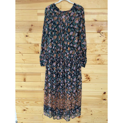 Free People See It Through Maxi Dress Black Combo Size Small