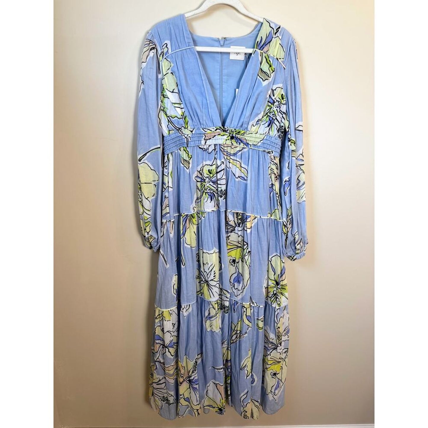 NEW NWT Aje. Romantica Voille Maxi Dress Size US 8‎ Blue Hibiscus