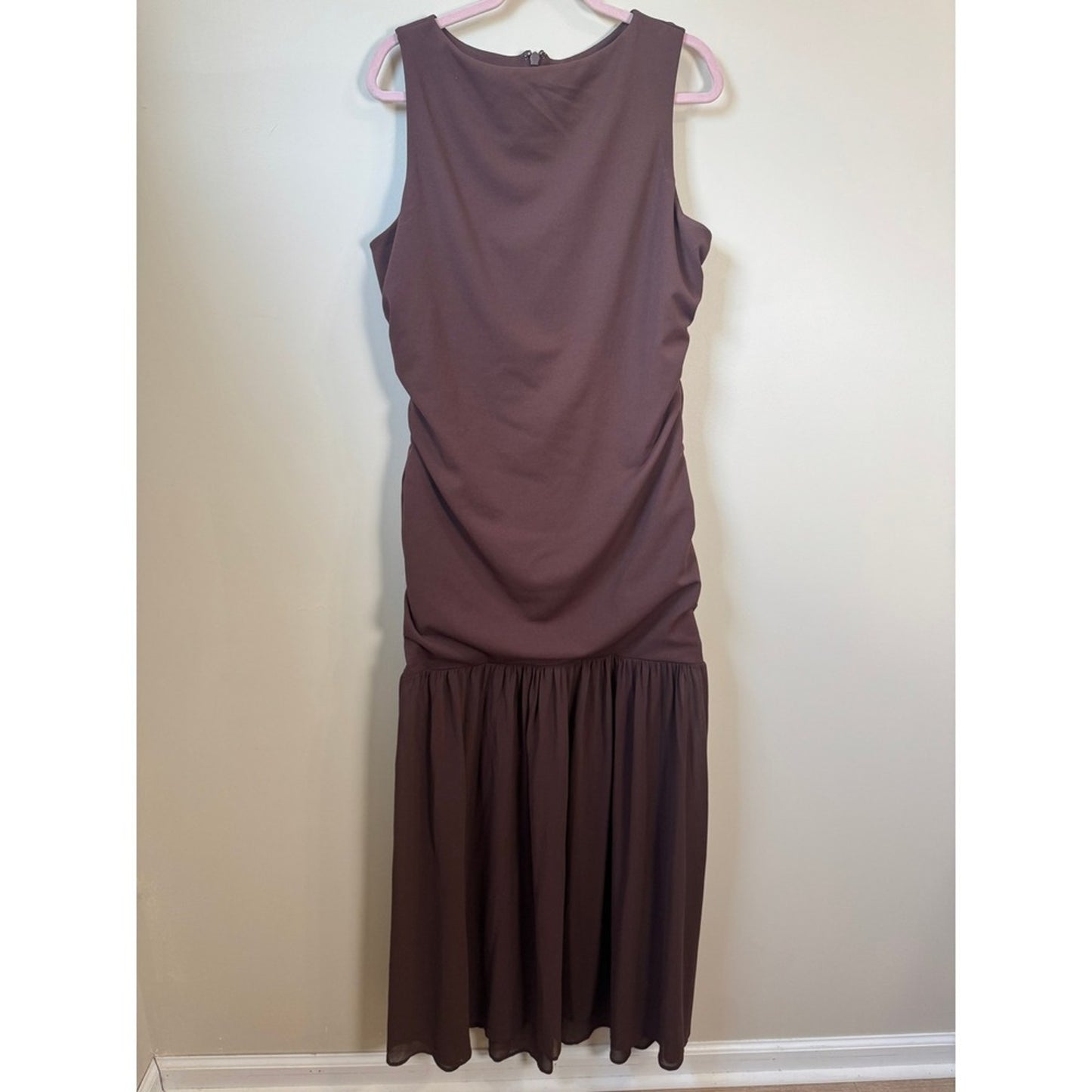 Show Me Your Mumu Chocolate Brown Ruched Drop Waist Maxi Dress XXL