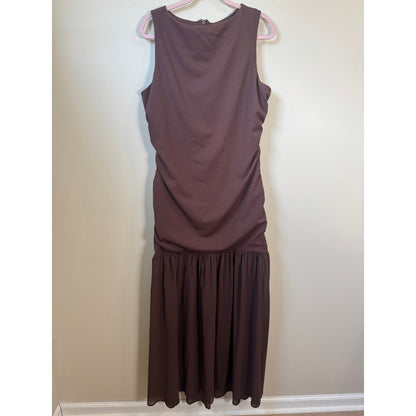 Show Me Your Mumu Chocolate Brown Ruched Drop Waist Maxi Dress XXL