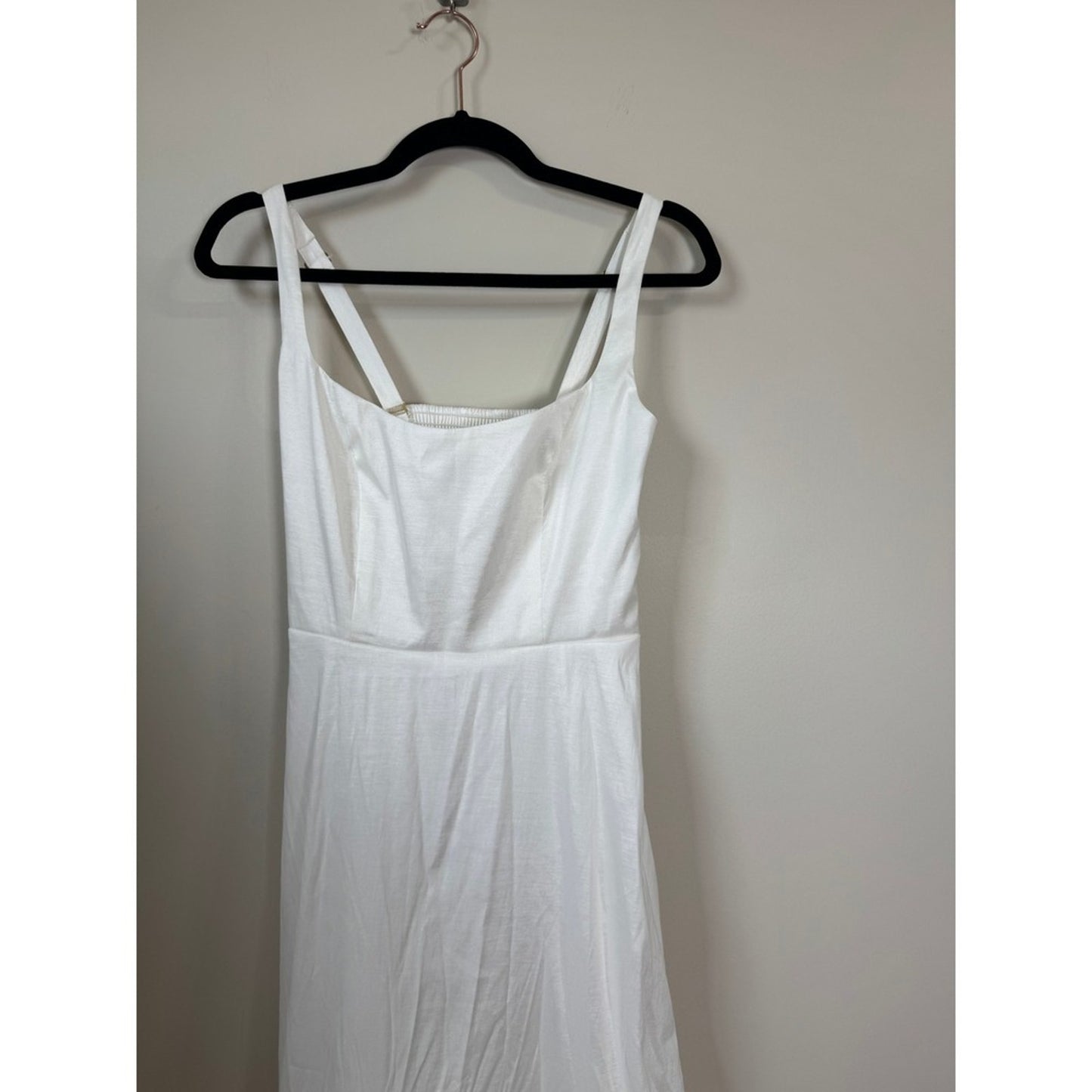 White Bubble Hem Maxi Dress Square Neck Smocked Back Bridal Formal Evening