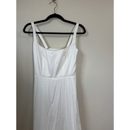White Bubble Hem Maxi Dress Square Neck Smocked Back Bridal Formal Evening