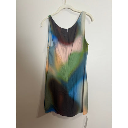 Reformation Noha Mini Dress Blur Abstract Print Square Neck Side Slit Size 8 NEW