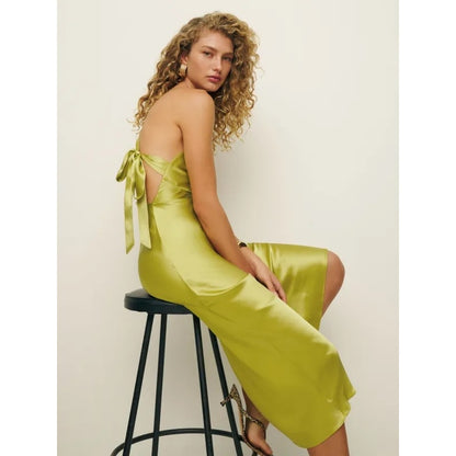 Reformation Dasha Silk Dress Algae Bloom Size 8