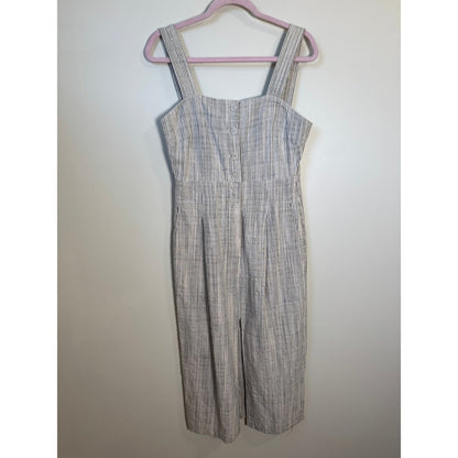 APIECE APART Striped Square Neck Button Front Midi Dress Size 4 Linen Blend